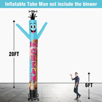 6 10 15 20FT Tall Ice Cream Waving Inflatable Tube Man(Blower Not Included) - goodeny