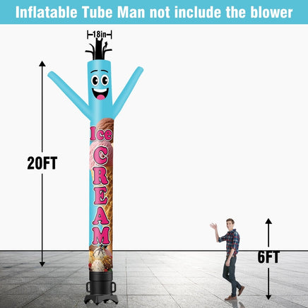 6 10 15 20FT Tall Ice Cream Waving Inflatable Tube Man(Blower Not Included) - goodeny