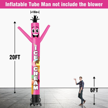 6 10 15 20FT Tall Ice Cream Waving Inflatable Tube Man(Blower Not Included) - goodeny