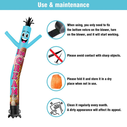 6 10 15 20FT Tall Ice Cream Waving Inflatable Tube Man(Blower Not Included) - goodeny