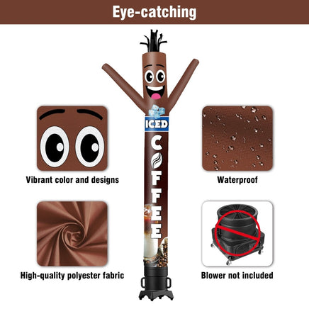 6 10 15 20FT Tall Iced Coffee Waving Inflatable Tube Man(Blower Not Included) - goodeny