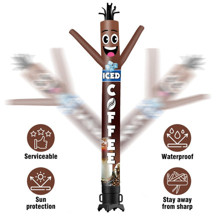 6 10 15 20FT Tall Iced Coffee Waving Inflatable Tube Man(Blower Not Included) - goodeny