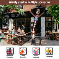 6 10 15 20FT Tall Iced Coffee Waving Inflatable Tube Man(Blower Not Included) - goodeny