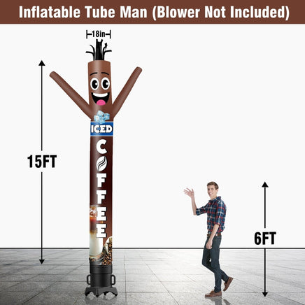 6 10 15 20FT Tall Iced Coffee Waving Inflatable Tube Man(Blower Not Included) - goodeny