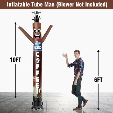 6 10 15 20FT Tall Iced Coffee Waving Inflatable Tube Man(Blower Not Included) - goodeny