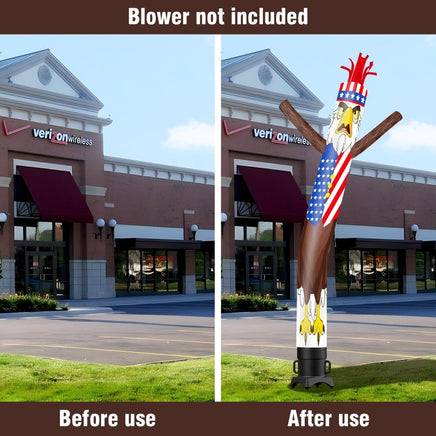 6 10 15 20FT Tall Independance Day Bald Eagle Waving Inflatable Tube Man(Blower Not Included) - goodeny