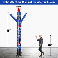 6 10 15 20FT Tall Independance Day Fireworks Waving Inflatable Tube Man(Blower Not Included) - goodeny