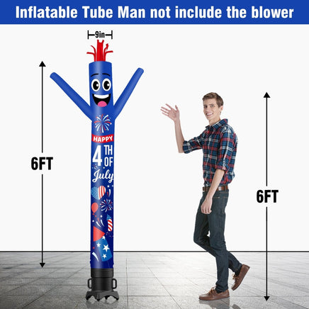 6 10 15 20FT Tall Independance Day Fireworks Waving Inflatable Tube Man(Blower Not Included) - goodeny