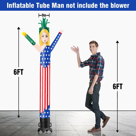 6 10 15 20FT Tall Independance Day Statue of Liberty Waving Inflatable Tube Man(Blower Not Included) - goodeny