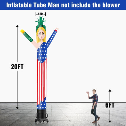 6 10 15 20FT Tall Independance Day Statue of Liberty Waving Inflatable Tube Man(Blower Not Included) - goodeny