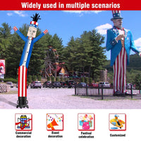 6 10 15 20FT Tall Independence Day Uncle Sam Waving Inflatable Tube Man(Blower Not Included) - goodeny