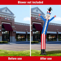 6 10 15 20FT Tall Independence Day Uncle Sam Waving Inflatable Tube Man(Blower Not Included) - goodeny