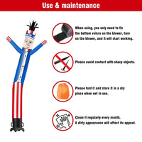 6 10 15 20FT Tall Independence Day Uncle Sam Waving Inflatable Tube Man(Blower Not Included) - goodeny