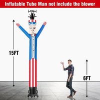 6 10 15 20FT Tall Independence Day Uncle Sam Waving Inflatable Tube Man(Blower Not Included) - goodeny