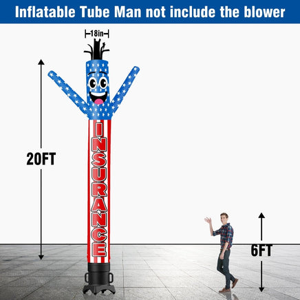 6 10 15 20FT Tall Insurance Waving Inflatable Tube Man(Blower Not Included) - goodeny