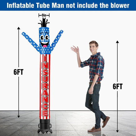 6 10 15 20FT Tall Insurance Waving Inflatable Tube Man(Blower Not Included) - goodeny