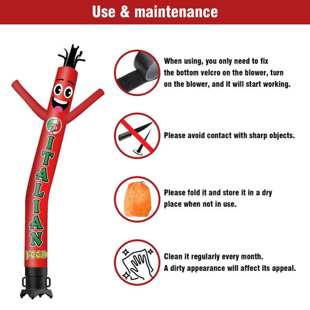 6 10 15 20FT Tall Italian Food Waving Inflatable Tube Man(Blower Not Included) - goodeny