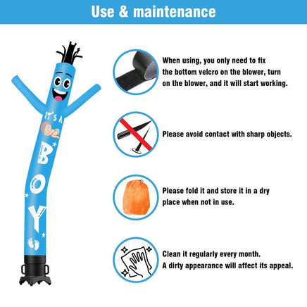 6 10 15 20FT Tall It's a boy Waving Inflatable Tube Man(Blower Not Included) - goodeny