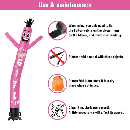 6 10 15 20FT Tall It's a girl Waving Inflatable Tube Man(Blower Not Included) - goodeny