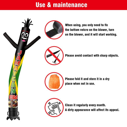 6 10 15 20FT Tall Jamaican Food Waving Inflatable Tube Man(Blower Not Included) - goodeny
