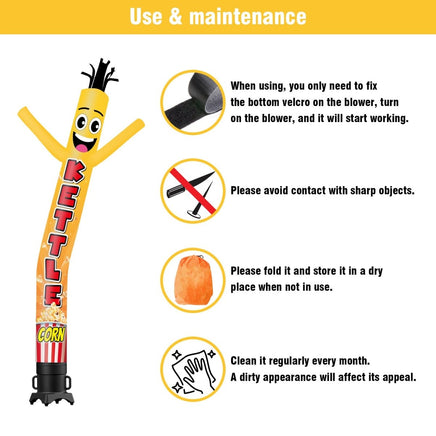 6 10 15 20FT Tall Kettle Corn Waving Inflatable Tube Man(Blower Not Included) - goodeny