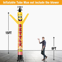 6 10 15 20FT Tall Kettle Corn Waving Inflatable Tube Man(Blower Not Included) - goodeny