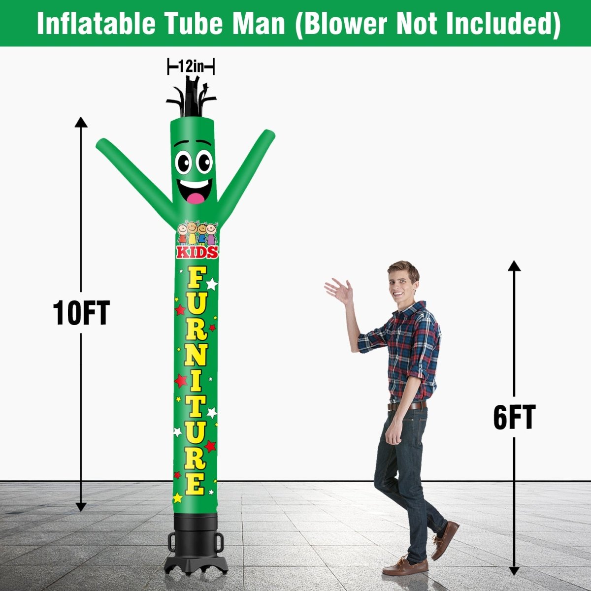 6 10 15 20FT Tall Kids Furniture Waving Inflatable Tube Man(Blower Not ...