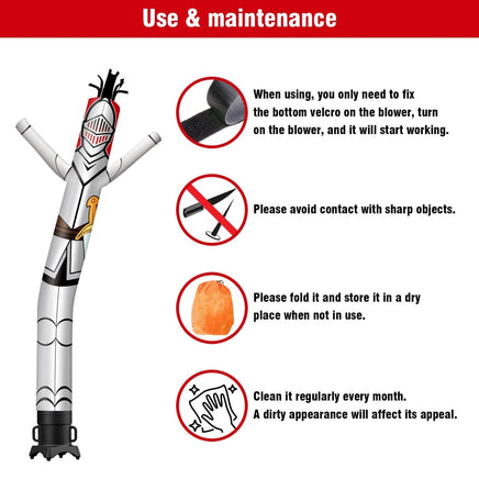 6 10 15 20FT Tall Knight Waving Inflatable Tube Man(Blower Not Included) - goodeny