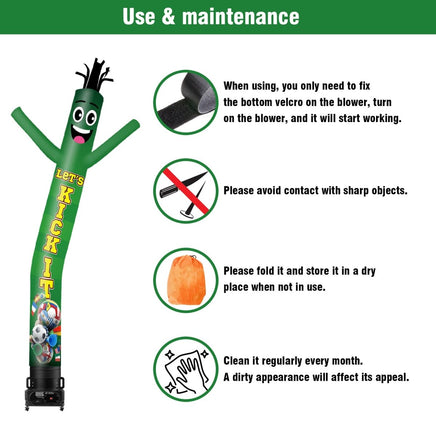 6 10 15 20FT Tall Let's Kick It Waving Inflatable Tube Man(Blower Not Included) - goodeny