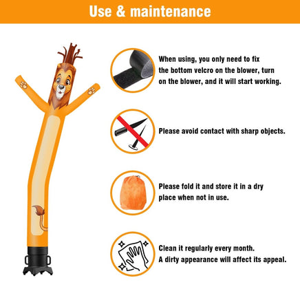 6 10 15 20FT Tall Lion Waving Inflatable Tube Man(Blower Not Included) - goodeny