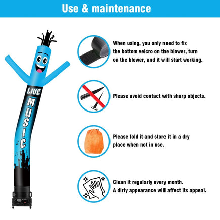 6 10 15 20FT Tall Live Music Waving Inflatable Tube Man(Blower Not Included) - goodeny
