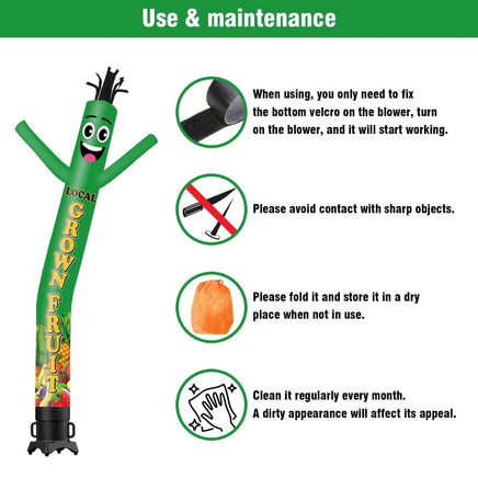 6 10 15 20FT Tall Local Grown Fruit Waving Inflatable Tube Man(Blower Not Included) - goodeny