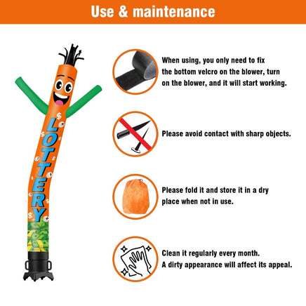 6 10 15 20FT Tall Lottery Waving Inflatable Tube Man(Blower Not Included) - goodeny