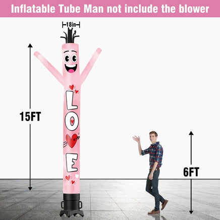 6 10 15 20FT Tall Love Waving Inflatable Tube Man(Blower Not Included) - goodeny