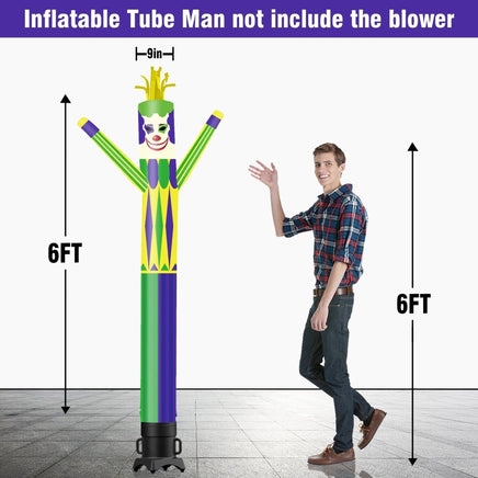 6 10 15 20FT Tall Mardi Gras Jester Waving Inflatable Tube Man(Blower Not Included) - goodeny