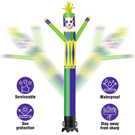6 10 15 20FT Tall Mardi Gras Jester Waving Inflatable Tube Man(Blower Not Included) - goodeny
