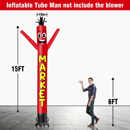 6 10 15 20FT Tall Market Waving Inflatable Tube Man(Blower Not Included) - goodeny