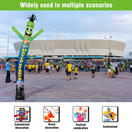 6 10 15 20FT Tall Match Starts Here Waving Inflatable Tube Man(Blower Not Included) - goodeny