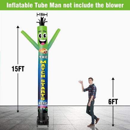 6 10 15 20FT Tall Match Starts Here Waving Inflatable Tube Man(Blower Not Included) - goodeny