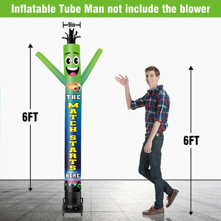 6 10 15 20FT Tall Match Starts Here Waving Inflatable Tube Man(Blower Not Included) - goodeny