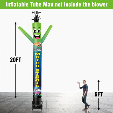 6 10 15 20FT Tall Match Starts Here Waving Inflatable Tube Man(Blower Not Included) - goodeny