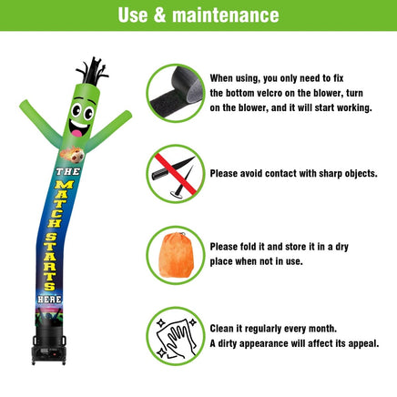 6 10 15 20FT Tall Match Starts Here Waving Inflatable Tube Man(Blower Not Included) - goodeny