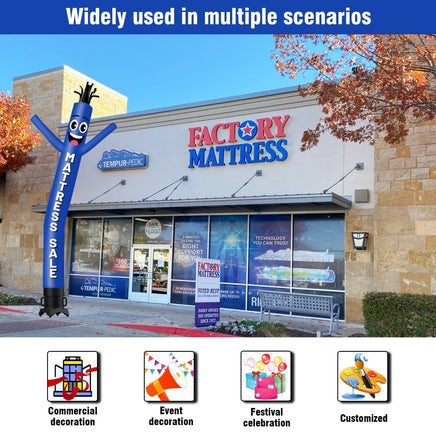 6 10 15 20FT Tall Mattresssale Blue Waving Inflatable Tube Man(Blower Not Included) - goodeny