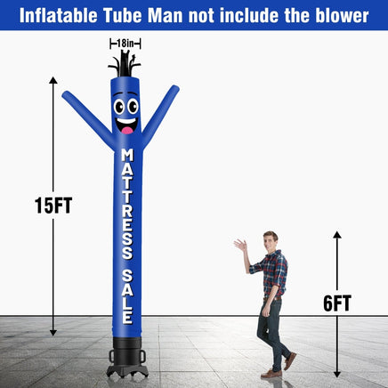 6 10 15 20FT Tall Mattresssale Blue Waving Inflatable Tube Man(Blower Not Included) - goodeny