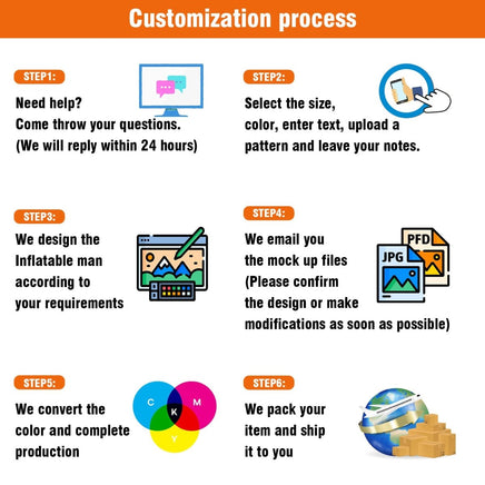 6 10 15 20FT Tall Mattresssale Orange Waving Inflatable Tube Man(Blower Not Included) - goodeny