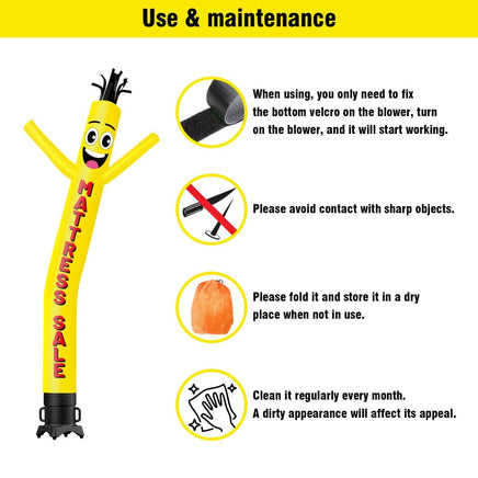 6 10 15 20FT Tall Mattresssale Yellow Waving Inflatable Tube Man(Blower Not Included) - goodeny