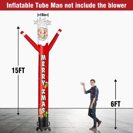 6 10 15 20FT Tall Merry Xmas Waving Inflatable Tube Man(Blower Not Included) - goodeny
