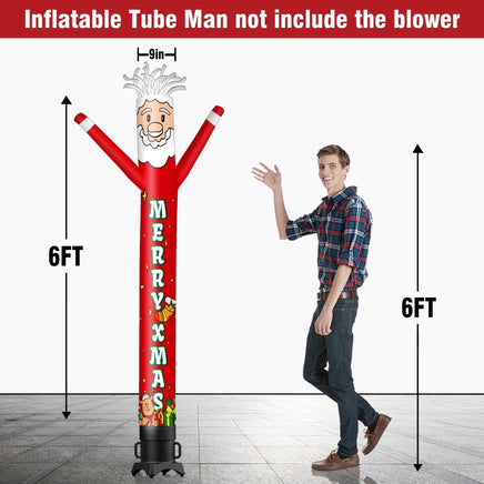 6 10 15 20FT Tall Merry Xmas Waving Inflatable Tube Man(Blower Not Included) - goodeny