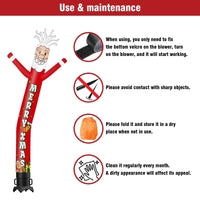 6 10 15 20FT Tall Merry Xmas Waving Inflatable Tube Man(Blower Not Included) - goodeny