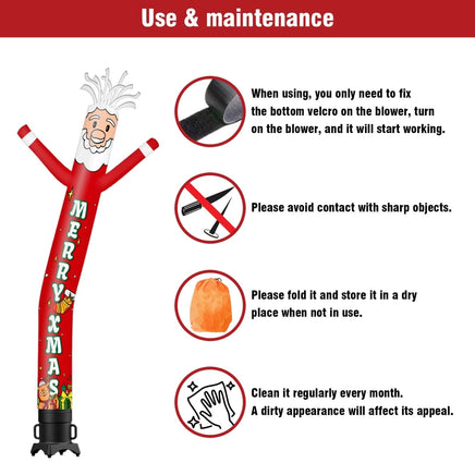 6 10 15 20FT Tall Merry Xmas Waving Inflatable Tube Man(Blower Not Included) - goodeny